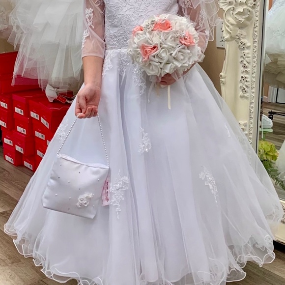 First Communion Dress and Veil